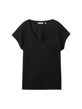 TOM TAILOR DENIM Damen Fließendes T-Shirt, schwarz, Uni, Gr. M