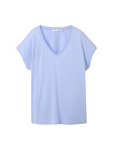 TOM TAILOR DENIM Damen Fließendes T-Shirt, blau, Uni, Gr. L