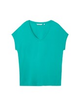 TOM TAILOR DENIM Damen Fließendes T-Shirt, grün, Uni, Gr. L