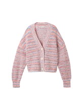 TOM TAILOR DENIM Damen Cardigan in Moulin Optik, rosa, bunt, Gr. XXL