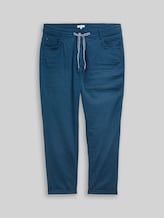 TOM TAILOR Damen Plus Size - Cropped Slim Hose, blau, Uni, Gr. 44/28