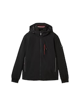 TOM TAILOR Herren Softshell Jacke mit Kapuze, schwarz, Uni, Gr. L