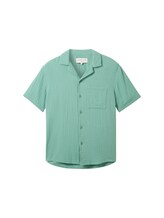 TOM TAILOR DENIM Herren Relaxed Musselin Kurzarmhemd, grün, Uni, Gr. S