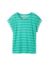 TOM TAILOR DENIM Damen T-Shirt mit Streifenmuster, grün, Streifenmuster, Gr. XS