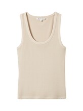 TOM TAILOR DENIM Damen Top mit Rippstruktur, grau, Uni, Gr. S