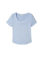 TOM TAILOR DENIM Damen T-Shirt aus Ripp, blau, Uni, Gr. L