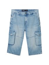 TOM TAILOR Herren Morris Overknee Shorts mit recycelter Baumwolle, blau, Uni, Gr. 40