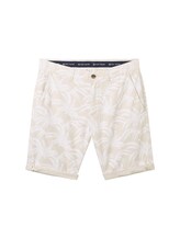 TOM TAILOR Herren Regular Chinoshorts mit Allover-Print, braun, Allover Print, Gr. 40