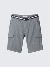 TOM TAILOR Herren Regular Cargoshorts mit Gürtel, blau, Uni, Gr. 40