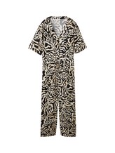 TOM TAILOR Damen Gemusterter Overall mit V-Ausschnitt, schwarz, Muster, Gr. 34