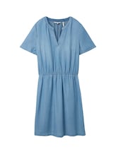 TOM TAILOR Damen Kleid mit TENCEL(TM) Lyocell, blau, Uni, Gr. 42