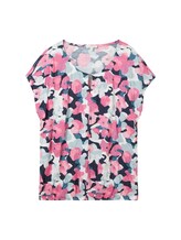 TOM TAILOR Damen Gemustertes T-Shirt in Knitteroptik, rosa, Blumenmuster, Gr. M