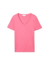TOM TAILOR Damen T-Shirt mit Bio-Baumwolle, rosa, Uni, Gr. M