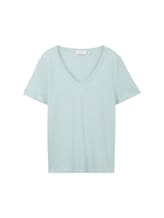 TOM TAILOR Damen T-Shirt mit Bio-Baumwolle, blau, Uni, Gr. L