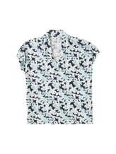 TOM TAILOR Damen T-Shirt mit V-Ausschnitt, blau, Allover Print, Gr. M