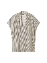 TOM TAILOR Damen T-Shirt mit V-Ausschnitt, beige, Allover Print, Gr. S