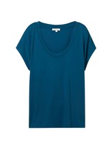 TOM TAILOR Damen Basic T-Shirt, blau, Uni, Gr. L