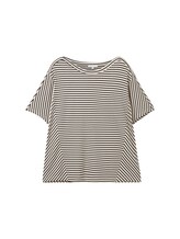 TOM TAILOR Damen Gestreiftes T-Shirt mit Fledermausärmeln, beige, Streifenmuster, Gr. XXXL
