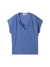 TOM TAILOR Damen Gestreiftes T-Shirt mit Bio-Baumwolle, blau, Streifenmuster, Gr. L