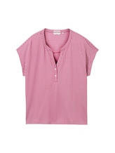 TOM TAILOR Damen Gestreiftes T-Shirt mit Bio-Baumwolle, rosa, Streifenmuster, Gr. XL