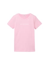 TOM TAILOR Mädchen T-Shirt mit Bio-Baumwolle, rosa, Logo Print, Gr. 92/98