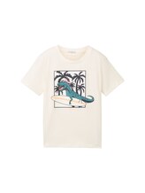 TOM TAILOR Jungen UV-Print T-Shirt mit Bio-Baumwolle, weiß, Print, Gr. 128/134