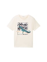 TOM TAILOR Jungen UV-Print T-Shirt mit Bio-Baumwolle, weiß, Print, Gr. 104/110