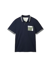 TOM TAILOR Herren Jersey Poloshirt mit Print, blau, Print, Gr. XXL