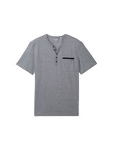 TOM TAILOR Herren Serafino T-Shirt, blau, Streifenmuster, Gr. XXXL