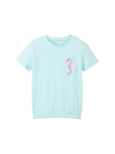 TOM TAILOR Mädchen Oversized T-Shirt mit Bio-Baumwolle, blau, Motivprint, Gr. 128/134
