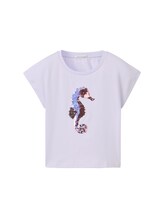 TOM TAILOR Mädchen Wendepailletten T-Shirt mit Bio-Baumwolle, lila, Uni, Gr. 128/134