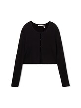 TOM TAILOR DENIM Damen Gerippter Bolero, schwarz, Uni, Gr. XS