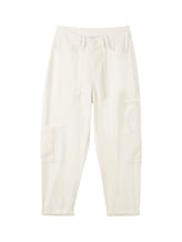 TOM TAILOR DENIM Damen Barrel Mom Cargo Hose, weiß, Uni, Gr. S
