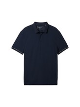 TOM TAILOR DENIM Herren Poloshirt mit Ärmeldetail, blau, Uni, Gr. XL