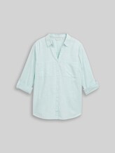 TOM TAILOR Damen Plus Size - Bluse mit Brusttaschen, blau, Uni, Gr. 46