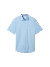 TOM TAILOR Herren Basic Kurzarmhemd aus Popeline, blau, Uni, Gr. M