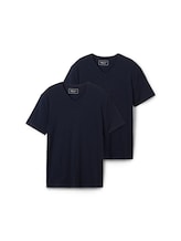 TOM TAILOR DENIM Herren T-Shirt im Doppelpack mit Viskose, blau, Uni, Gr. XXL