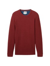 TOM TAILOR Herren Strickpullover aus Baumwolle, rot, Meliert, Gr. S