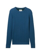 TOM TAILOR Herren Strickpullover aus Baumwolle, blau, Meliert, Gr. XXXL