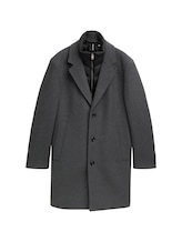 TOM TAILOR Herren Wollmantel mit herausnehmbarem Einsatz, grau, Uni, Gr. XXXL