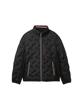 TOM TAILOR Herren Hybrid Jacke mit abnehmbarer Kapuze, schwarz, Uni, Gr. XL