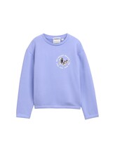 TOM TAILOR Mädchen Cropped Print Sweatshirt mit Bio-Baumwolle, lila, Print, Gr. 128/134