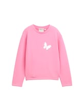 TOM TAILOR Mädchen Cropped Print Sweatshirt mit Bio-Baumwolle, rosa, Print, Gr. 92/98