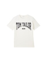 TOM TAILOR Jungen T-Shirt mit Bio-Baumwolle, weiß, Logo Print, Gr. 164