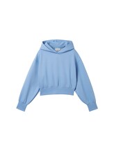 TOM TAILOR Mädchen Cropped Hoodie mit Bio-Baumwolle, blau, Uni, Gr. 164