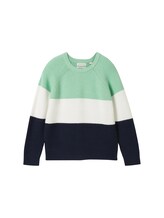 TOM TAILOR Jungen Gestreifter Strickpullover mit LENZING(TM) ECOVERO(TM), grün, Blockstreifen, Gr. 104/110