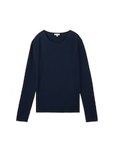 TOM TAILOR Damen Strickpullover mit Streifenmuster, blau, Uni, Gr. S