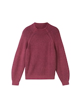 TOM TAILOR Damen Gerippter Pullover mit Stehkragen, rosa, Uni, Gr. L