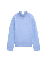 TOM TAILOR Damen Weicher Strick Pullover mit Stehkragen, blau, Uni, Gr. L