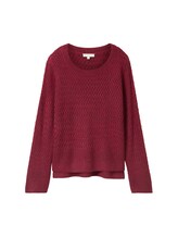 TOM TAILOR Damen Strickpullover mit Struktur, rot, Uni, Gr. M